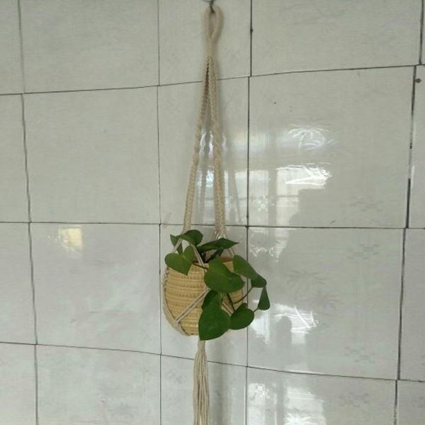 

hanging jute ropes flowers plant pots lace holder baskets garden display hanger