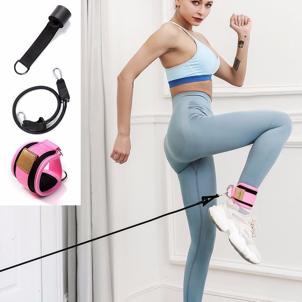 

resistance bands 3pcs d-ring ankle strap set for legs hips fitness elastic pull rope yoga pilates equipment home gym