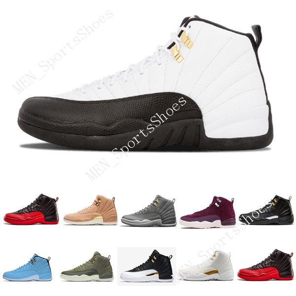 

2018 12 12s мужские баскетбольные кроссовки пшеница темно-серый бордо грипп игра мастер такси университет плей-офф французский синий спортив