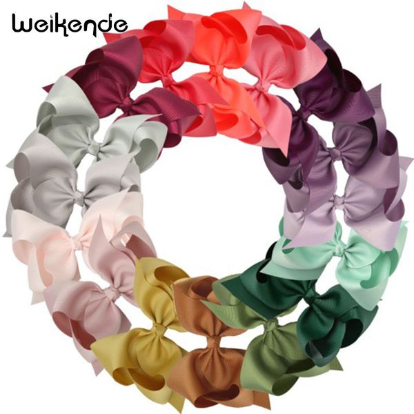 

5 inch 16pcs/lot solid hair bow with clip for children girls hairbows hair accessories at birthday party wholesale, Slivery;white