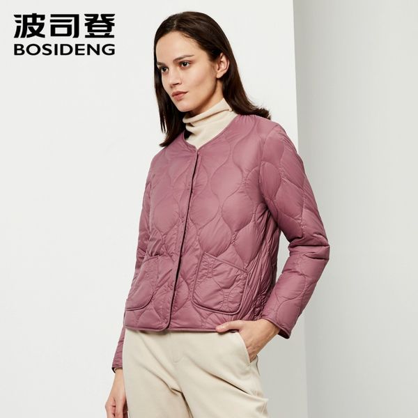

bosideng womens clothing spring down coat regular jacket ultra light solid color slim clearance sale plus size b90130008, Black