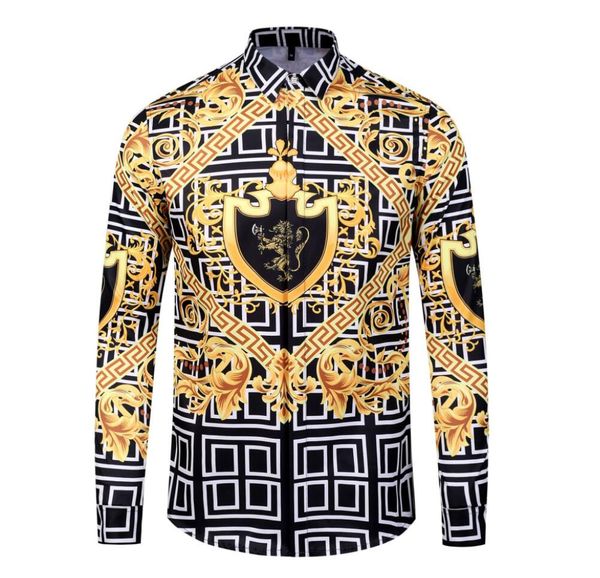 

men's dress shirts fashion harajuku casual shirt men medusa black gold fancy slim fit shirts, White;black