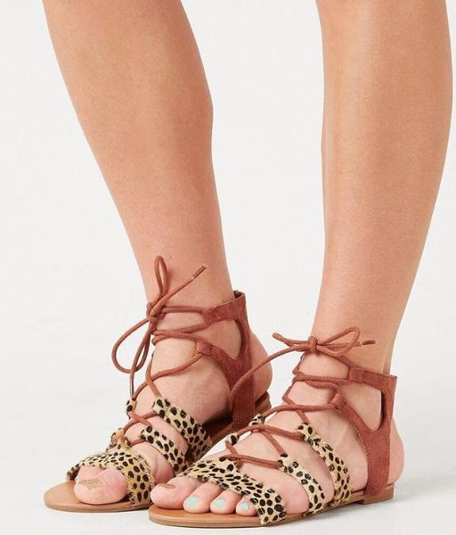 

women sandals leopard beach shoes 2019 summer flat sandals cross tied for women's shoes fashion plus size cross-strap, Black