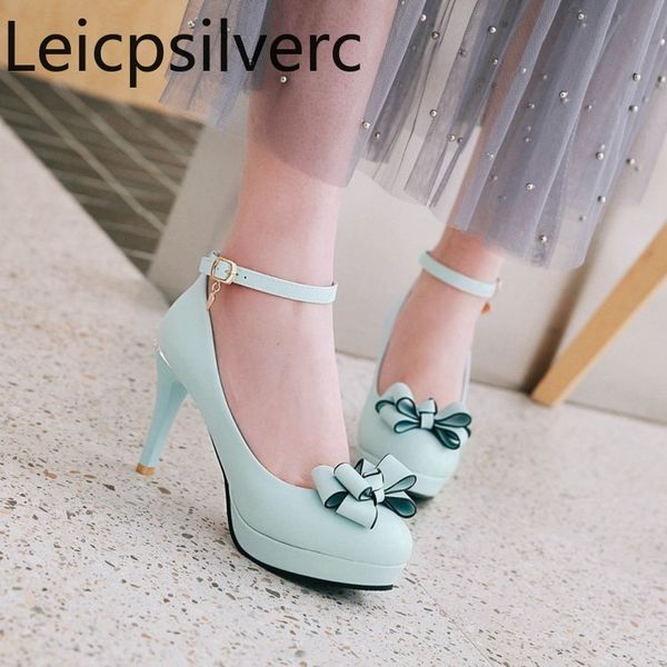 

pumps spring and autumn the new fashion round head buckle butterfly knot color matching high heel women's shoes plus size 34-43, Black