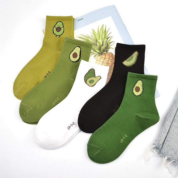 

new harajuku kawaii cute cartoon avocado fruit women socks japanese winter funny cotton korean ankle fashion solid color socks, Black;white
