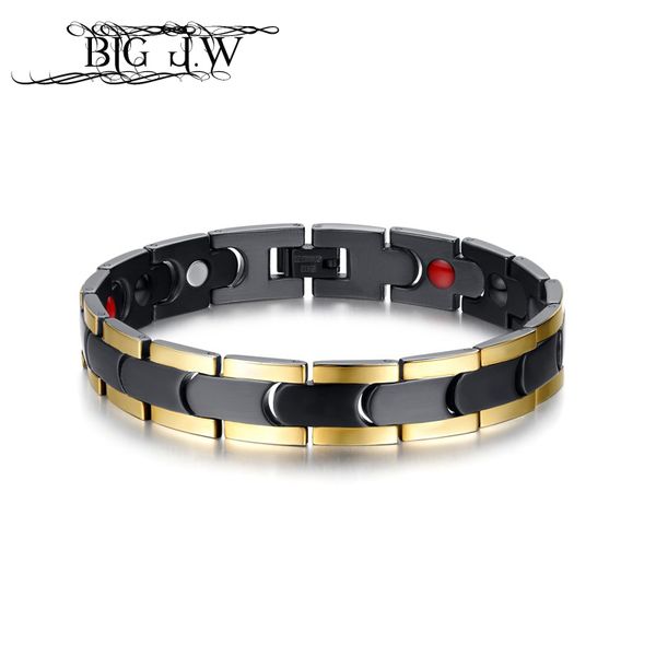 

big j.w casual energy health bracelets & bangles healing link therapy jewelry magnetic therapy power charm bracelet couple jewel, Golden;silver
