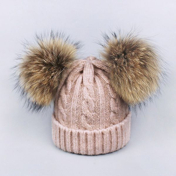 

sunma детские вязаные шерстяные шапки искусственный мех мяч пом пом крючком шапки зима теплая детские дети мальчики девочки шапочка шапочка, Yellow