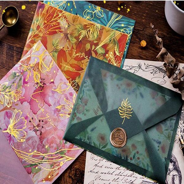 

3pcs paper envelopes postcard wedding invitation card sulfuric acid paper bag wages letter cover office school supplies