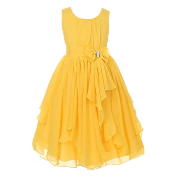 

fashion teenage girls dress children gown prom wedding evening years 12 pretty girl dresses yellow pink lavender, Red;yellow