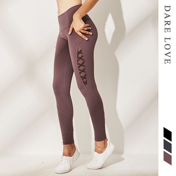 

women's breathable splicing mesh yoga tights elastic sports tights training sports women's fitness pants gym, White;red