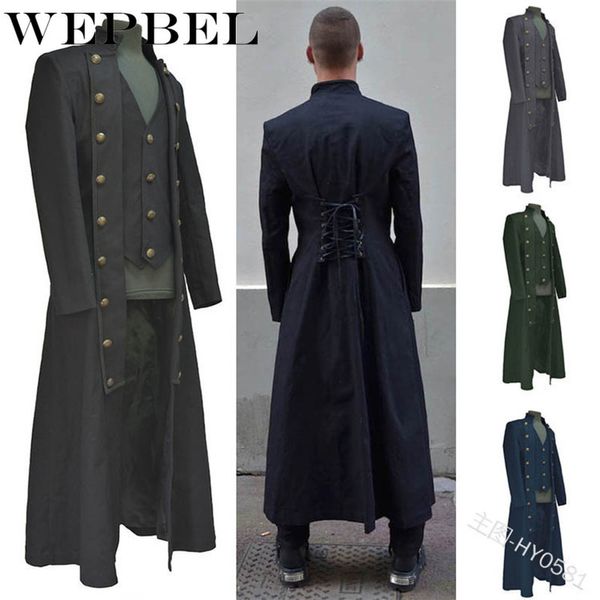 

wepbel halloween carnival gothic coat for men medieval cosplay mens party tuxedo punk clothing middle ages costumes, Tan;black