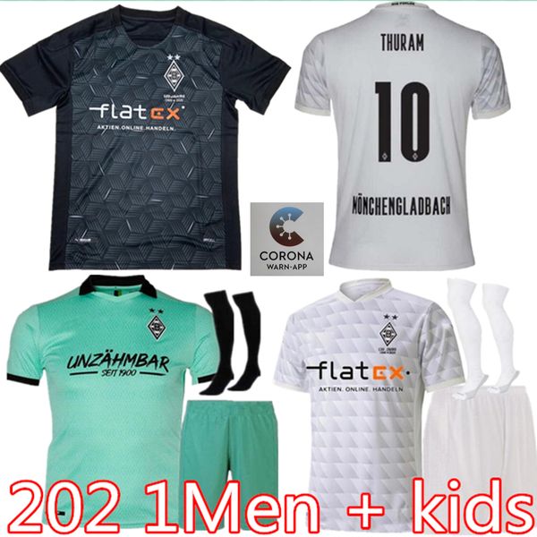 

men kids kit 20 21 monchengladbach soccer jersey 2020 2021 zakaria kramer ginter a.plea thuram vfl borussia football shirts, Black;yellow