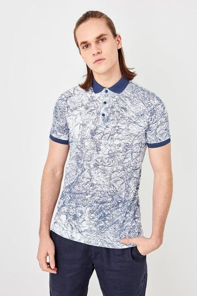 

trendyol new white men 's printed collar t-shirt tmnss19hd0040
