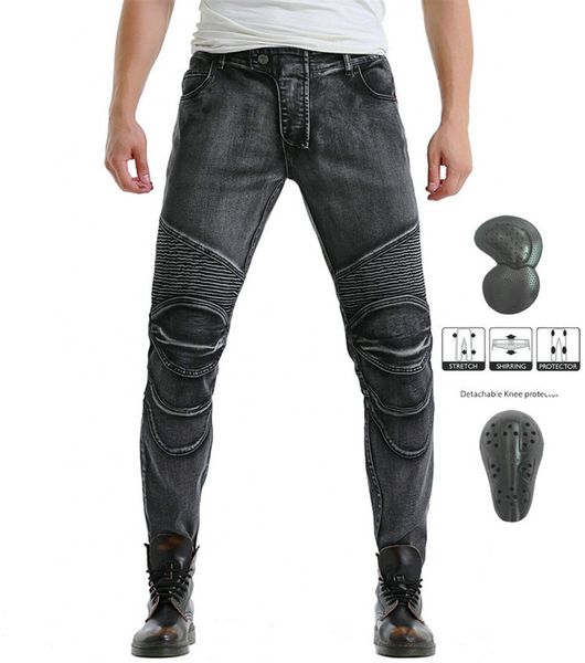 

2019 new kominie motorcycle trousers men's locomotive retro riding pants racing drops washed silver, Black;blue