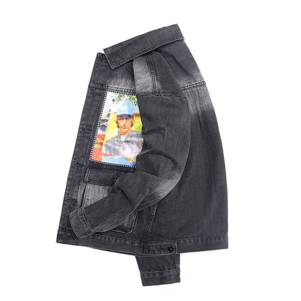 

youpeng] 2019 autumn and winter new style men's wear jeans coat japanese-style retro loose-fit wash old hooded jacket, Black;brown