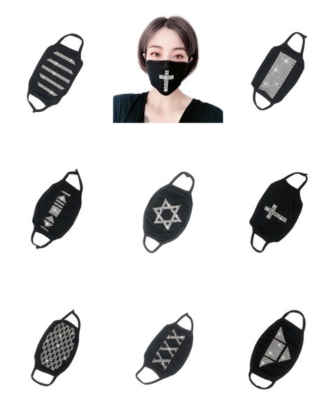 

fashion diamond bling washable reusable mask pm2.5 face care shield sunproof drill shiny face cover mouth masks anti-dust mouth-muffle