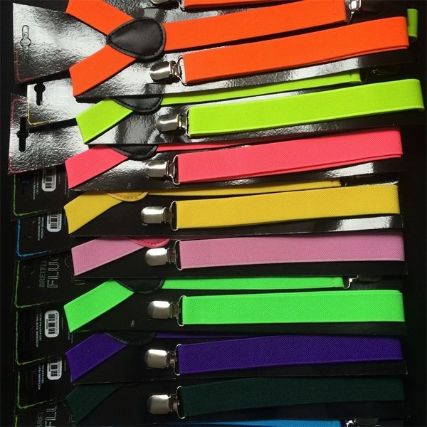 

candy-colored children's three-clip hanging trousers solid sling shoulder strap shoulder strap color straps men's straps, Black;white