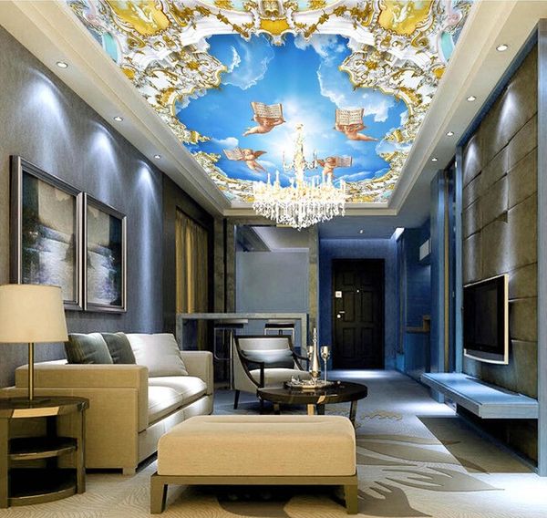 

custom ceiling wallpaper, european style angel murals for the living room bedroom ceiling wall waterproof papel de parede