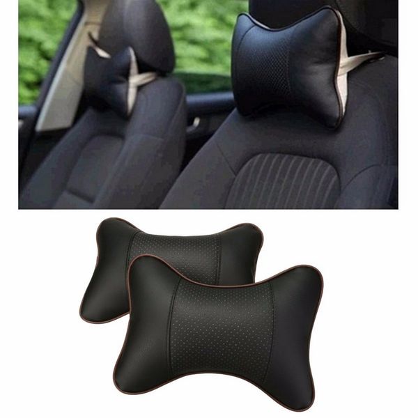 

1pcs car seat head neck pillow space memory foam fabric neck headrest car pillow pu leather soft rest safety cushion for home