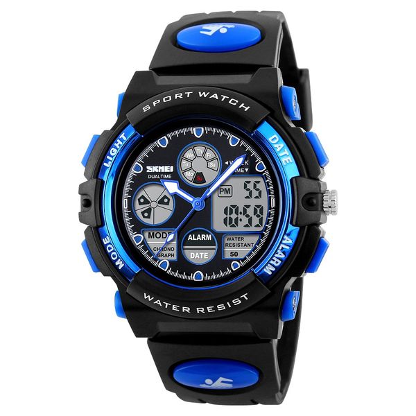 

electronic watch sports cool multifunction fashion children's watches men sports watches dual display analog digital led watch, Slivery;brown