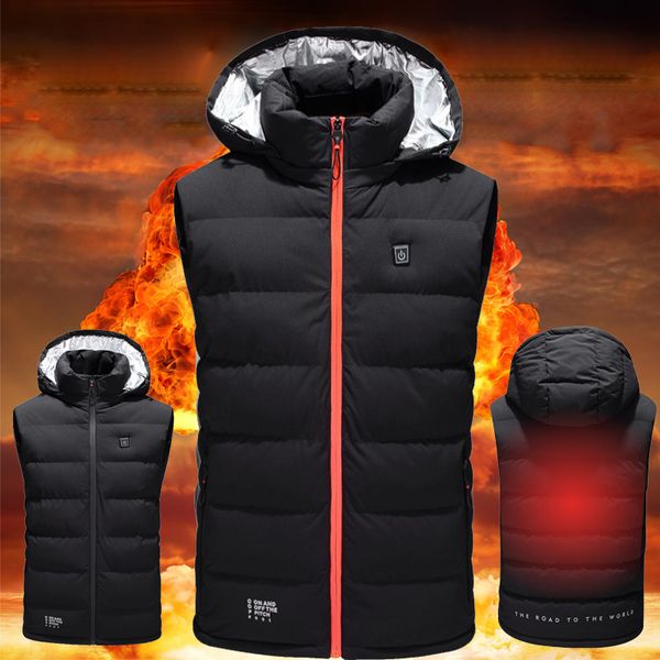 

new electric heated vest men women heating waistcoat thermal winter carbon fiber electric thermal clothing waistcoat heater vest, Blue;black