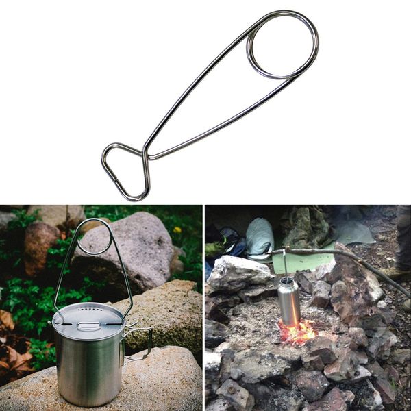 

hanging pot hanging hooks water cup hooks outdoor gadgets camping cookware stainless steel open fish mouth fishing