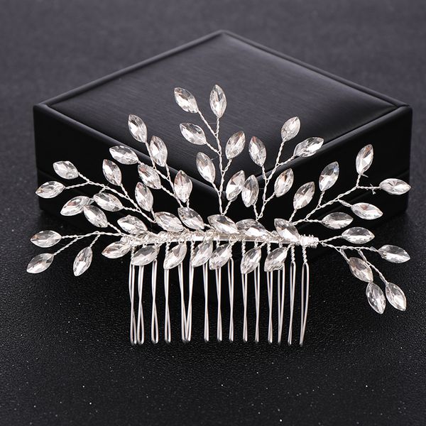 

crystal rhinestone wedding hair combs hair accessories for bridal tiara bridesmaid ornaments headpiece women jewelry, Golden;white