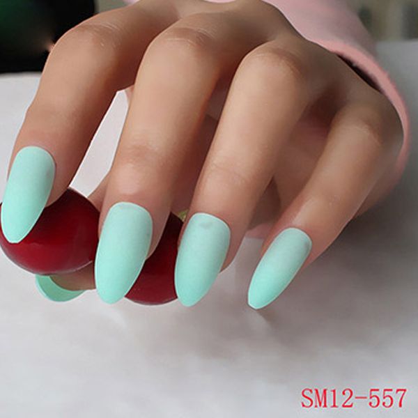 

24pcs ladies fake nails tips diy frosted matte drops shaped false nails v9-drop, Black