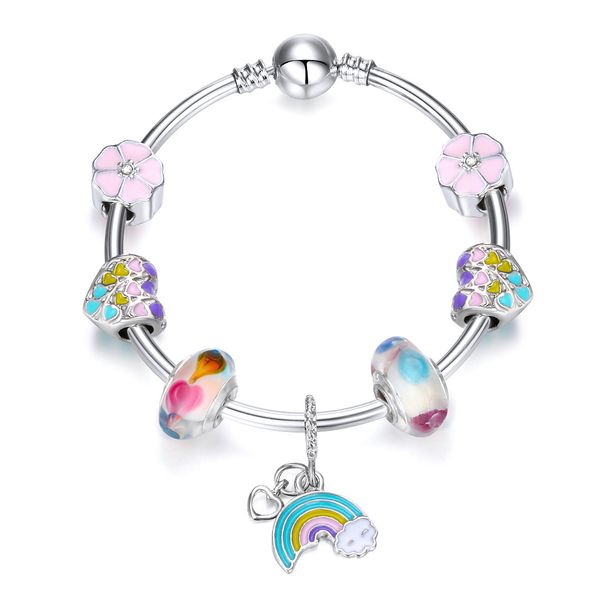 

womens designer jewelry beaded bracelet diy alloy crystal large hole bead bracelet rainbow pendant glass luxury designer jewelry aa217, Black