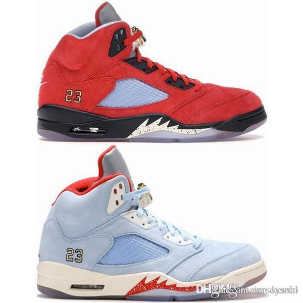 

2019 new arrival trophy room x 5s ice blue university red basketball shoes for men 5 jsp sports trainer mens sneakers size 7-13