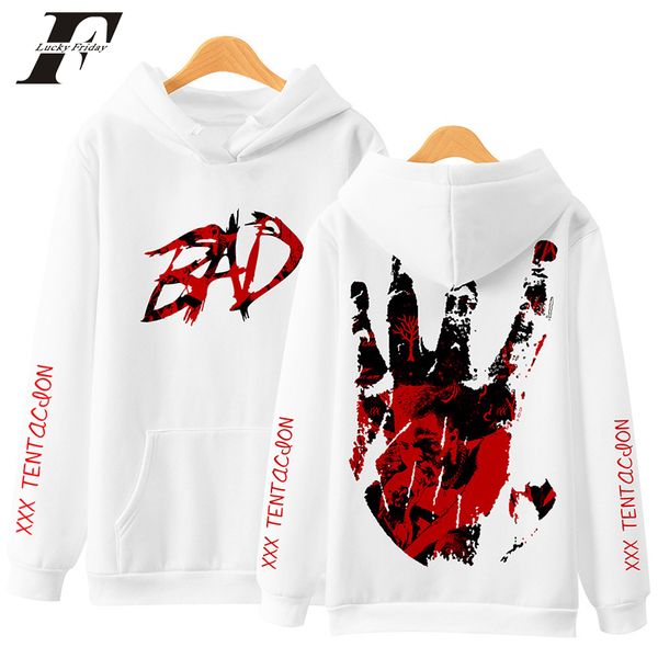

xxxtentacion hoodies men women bad hoodie ripper hip hop hoodies men long sleeve hooded sweatshirt xxxtentacion pullover, Black