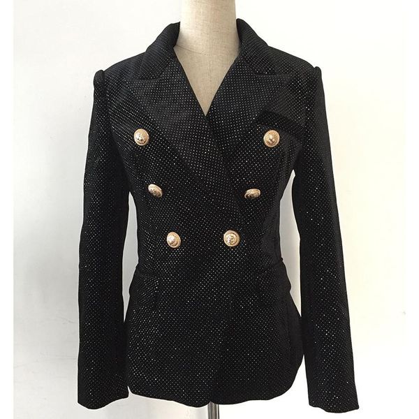 

glitter sequined formal jackets 2018 designer blazer women's lion metal buttons silver shimmer velvet blazer business coat, White;black