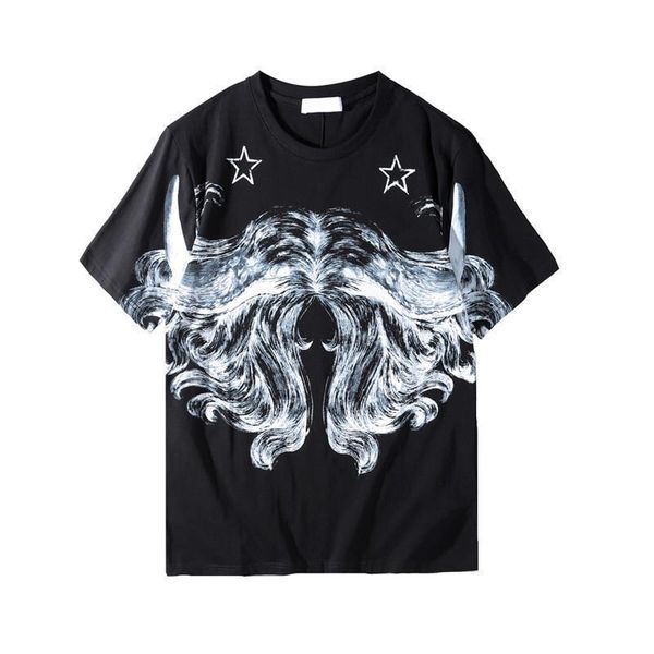 

luxury mens designer t shirts 19ss men women hip hop streetwear oversize pattern printed t shirt fashion designer t shirt size s-2xl, White;black