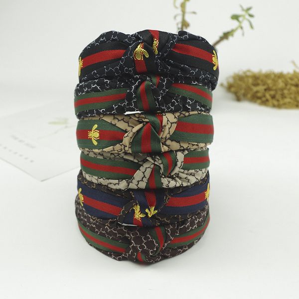 

women hair bands new korea style little bee hair accessories letter red and green stripes satin fabric headband