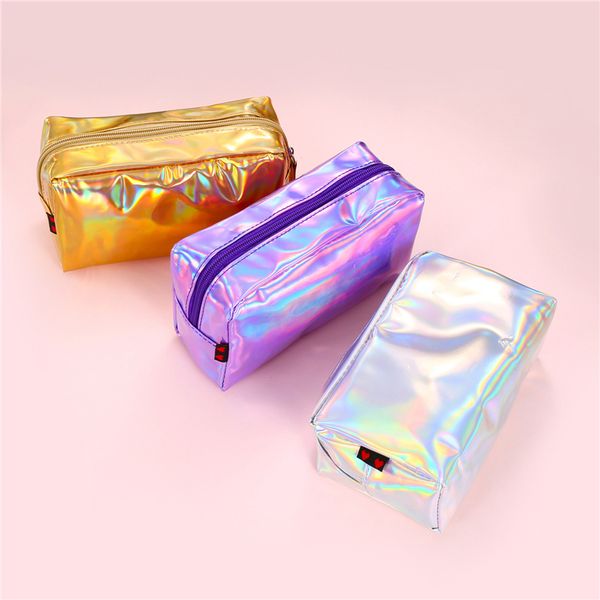 

square laser pu makeup bags for women laser dazzle color handbags purse wallte cosmetic bag travel storage bag new arrive