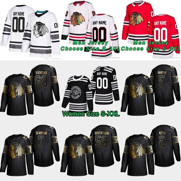 

2019 Golden Edition Chicago Blackhawks 68 Slater Koekkoek 56 Erik Gustafsson 7 Seabrook 5 Connor Murphy' 2 Duncan Keith Hockey Jersey