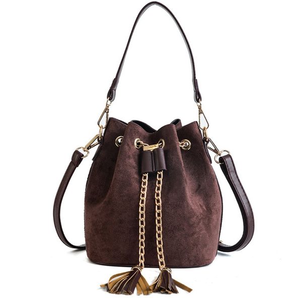 

women suede shoulder bags tassel bucket bags for girls crossbody women's bag sac a main femme