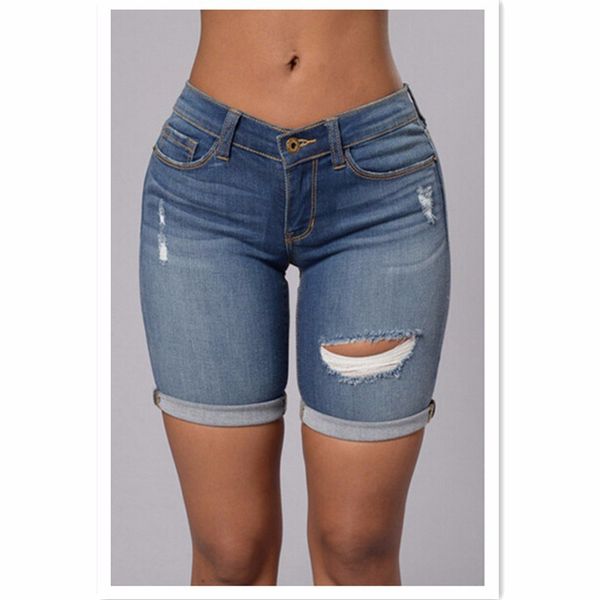 

new style europe and america hand frayed trend cool jeans selling shorts women's fashion, Blue
