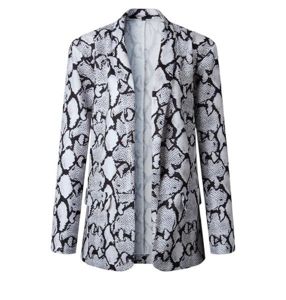 

2019 spring and autumn snake skin pattern leopard long-sleeved jackets, Black;brown