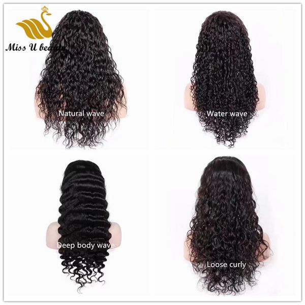 Cabelo Humano Lace Wig Natural Onda Solta Onda Waterwave Deep Bodywave Full Lacewig 13x6 Perucas frontais grossas cutícula alinhadas