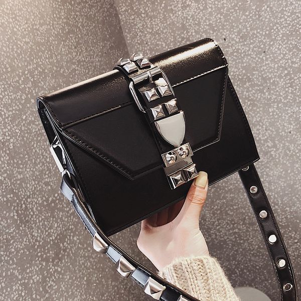 

sac bandouliere femme luxe women rivet small shoulder square bag clutch ladies handbag crossbody flap bags pochette noire femme y190619