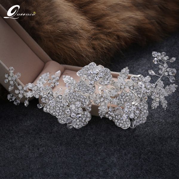 

new luxury wedding bridal crowns headbands silver color tiara austria crystal rhinestone hair band bridal hair jewelry t190620, Golden;white