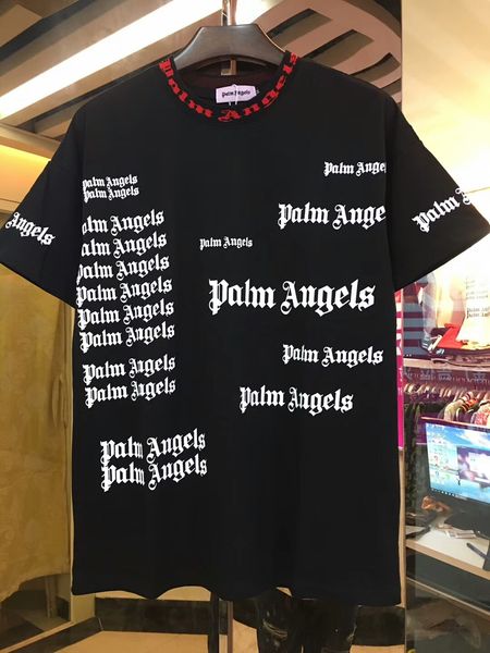 

Fa hion hiphop treetwear palm angel crewneck men letter print cotton hort leeve t hirt tee hipping, White;black