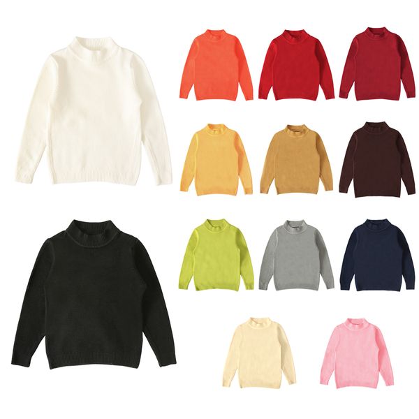 

13 colors autumn winter baby girls boys o-neck sweaters knit long sleeve pullover solid sweater, Blue