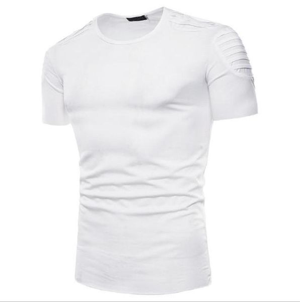 

mens конструктора tshirts плиссе mens тис одежда короткого рукав летний мужской повседневный hommes сплошной tops цвет, White;black