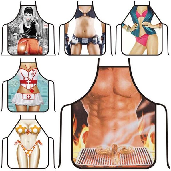 

aprons funny digital printed apron for women man bbq cleaning cooking apron daily home kitchen baking accessories 57*73cm gifts