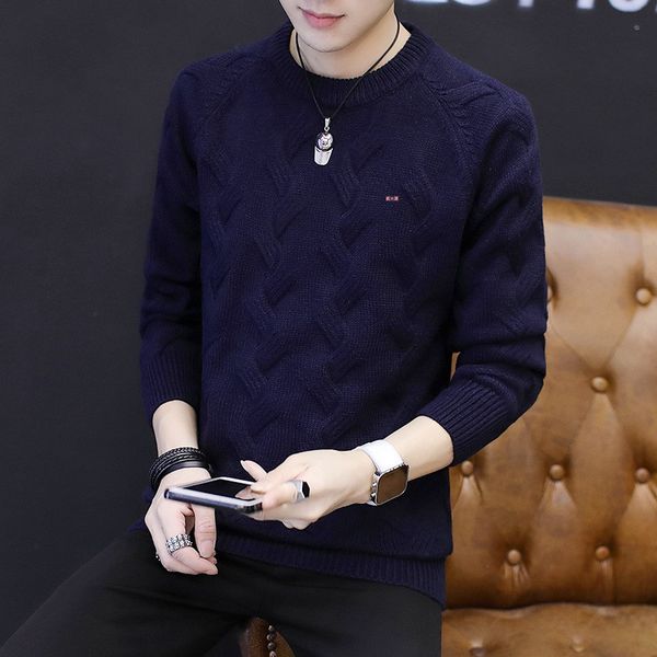 

men's sweater sweater 2018 autumn and winter new round collar korean version of the body, White;black