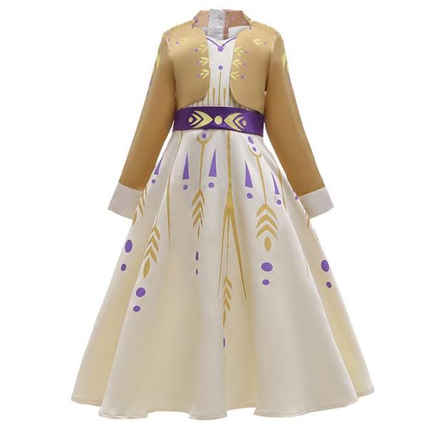 

princess dress up kids designer clothes girls long sleeve bowknot sash false snow queen fancy costume halloween pageant party clothes by1458, Red;yellow