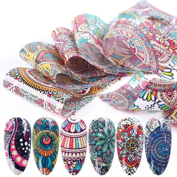 

16 листов ретро цветочный принт клей ногтей наклейки маникюр передачи наклейки, Black