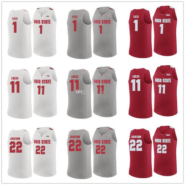 

jae'sean tate #1 jerry lucas basketball jerseys #11 jim jackson #22 osu ohio state buckeyes college retro men's stitched custom an, Black;red